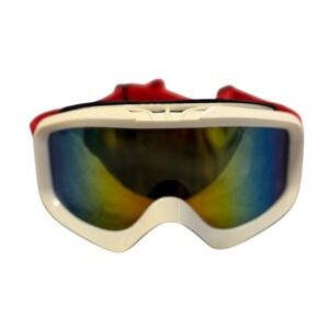 Unigear Ski Snowboard Adult/Teen Goggles Cream Frame Rainbow Lens Red Strap